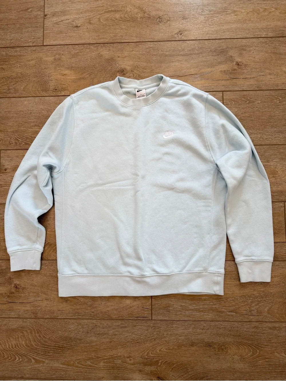 Nike Sportswear‎ Club Fleece Crewneck Sweatshirt Mens Large Light Aqua Blue